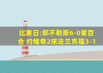 比赛日:那不勒斯6-0紫百合 约维奇2球法兰克福3-1